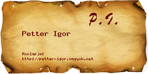 Petter Igor névjegykártya